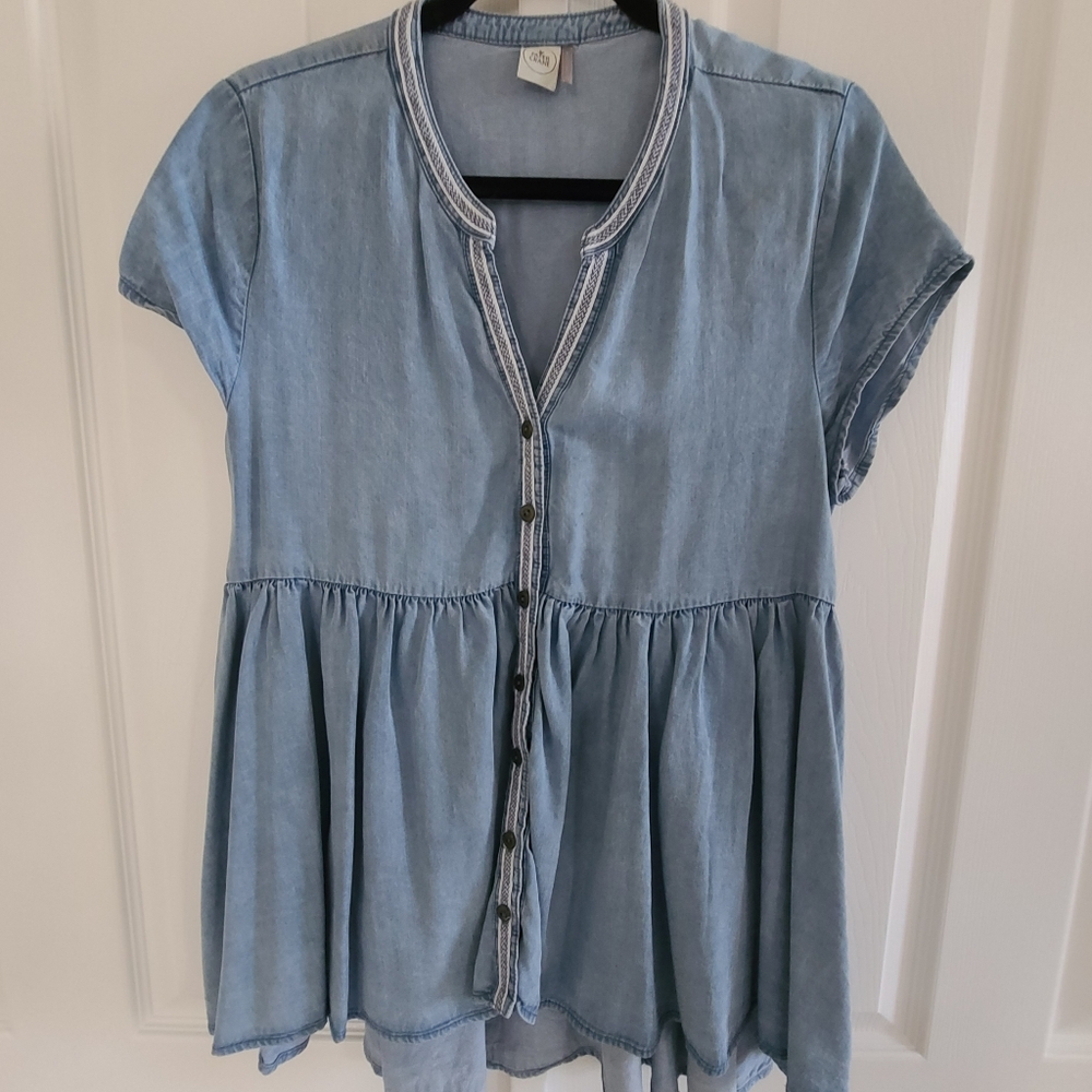Soft denim baby doll shirt size Small
